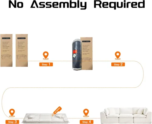 Miniatura 5 de Sofás de nube beige para sala de estar, sofá deshuesado de 3 plazas, sofá modular seccional, no requiere montaje, tapizado de chenilla, moderno