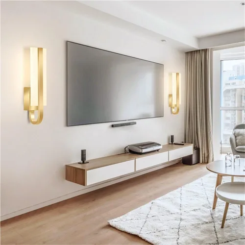 Miniatura 4 de Nordic - Luces de pared retro de metal con acabado de latón, 10 W, lámparas de tocador para interiores con pantalla acrílica, luces montadas