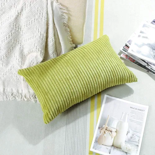 Miniatura 3 de Artscope Fundas de almohada de pana a rayas acogedoras súper suaves decorativas oblongas fundas de almohada decorativa fundas de cojín para sofá