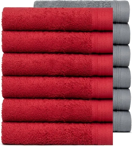 Miniatura 21 de Juego de 12 paños de 100 % algodón de 13 x 13 pulgadas, juego de 12 toallas ultrasuaves y altamente absorbentes, para baño, gimnasio, hotel, spa