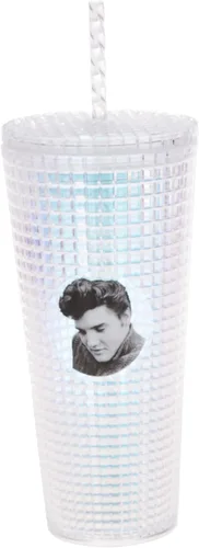 Miniatura 2 de Spoontiques Vaso de diamante, 20 onzas, taza texturizada con Staw, aislamiento de doble pared, sin BPA, Elvis Elvis Presley