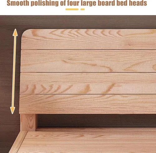 Miniatura 4 de HM&DX Marco de cama escandinavo de madera maciza, marco de cama rectangular con cabecero, soporte de listones de madera para dormitorio/fácil