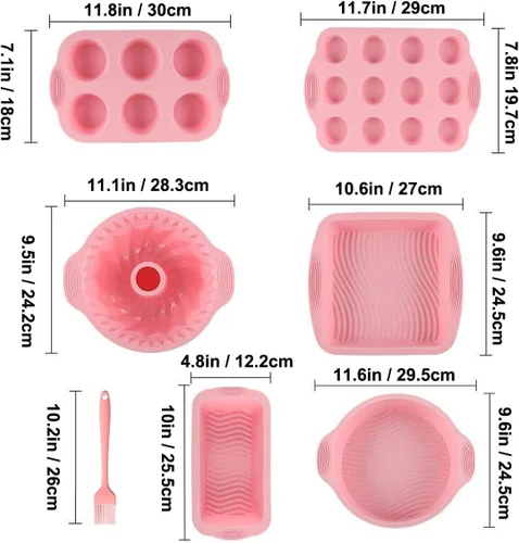 Miniatura 2 de Acidea Juego de utensilios de silicona antiadherente, 7 piezas de molde para hornear, económico, sin BPA, resistente al calor, kit de herramientas