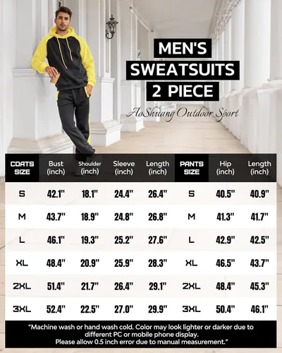 Miniatura 6 de Conjunto deportivo de 2 piezas para hombre, sudadera casual con capucha para hombre, atlético, deportivo, manga larga, conjunto de traje para trotar