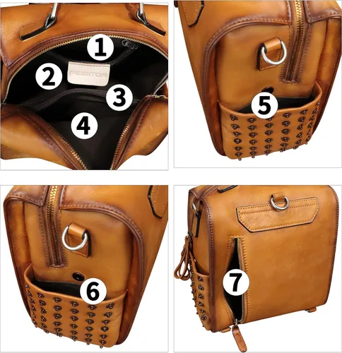 Miniatura 5 de Bolso cruzado de cuero genuino para mujer, bolso cruzado pintado a mano, bolso cruzado con asa superior, mochila convertible hecha a mano