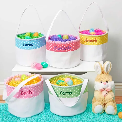 Miniatura 2 de Cesta de Pascua personalizada suave y ligera (rosa bebé)