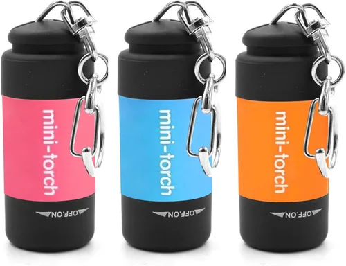 UCEC Mini linterna de llavero, linterna de viaje USB linterna recargable colorida linterna LED de bolsillo de alta potencia, 3 unidades