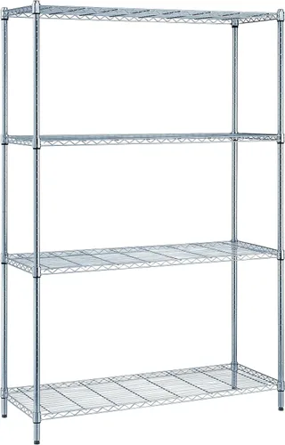 Estantería de caños de 4 niveles con acabado de cromo de Quantum Storage Systems, Cromado, 1