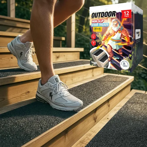 Miniatura 16 de Thunder Grip Peldaños de escalera para exteriores, antideslizantes, 24 x 4 pulgadas, paquete de 8 cintas de agarre exterior resistentes a