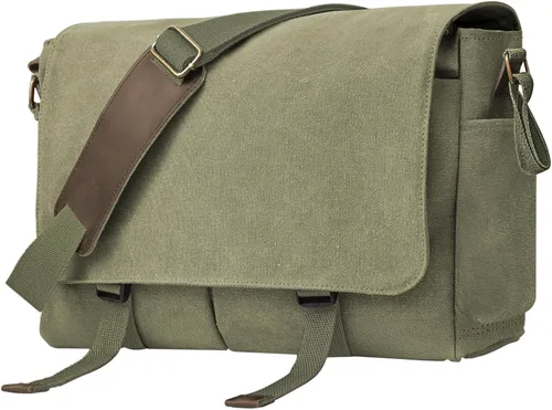 Miniatura 13 de Bolsa de mensajero para hombre, bolsa para laptop, unisex, bolsa de lona retro, 14-15.6 pulgadas, casual, bolsa de hombro individual para trabajo