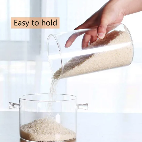 Miniatura 4 de Recipientes de almacenamiento de arroz de vidrio, tarros de comida de cocina de 60 onzas líquidas con tapa hermética, recipiente transparente