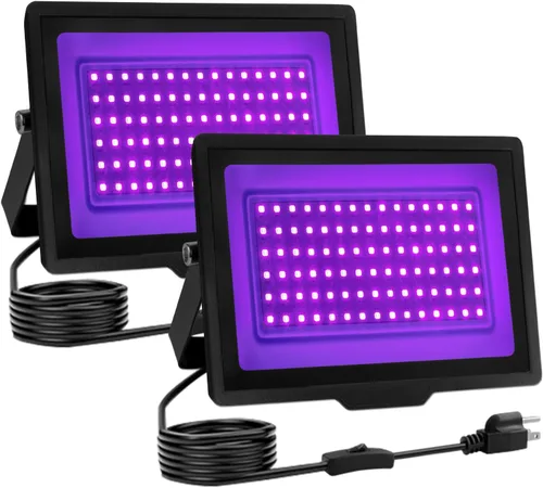 Miniatura 11 de Paquete de 2 Luces Negras LED de 40W IP66 Impermeables, Luz Negra con Enchufe e Interruptor, Reflector para Fiesta Fluorescente, Decoración