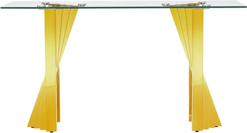 Miniatura 124 de Mesa de centro de cristal de lujo, mesa de centro de sofá de 47 pulgadas con marco de acero inoxidable dorado y parte superior de vidrio negro, mesa