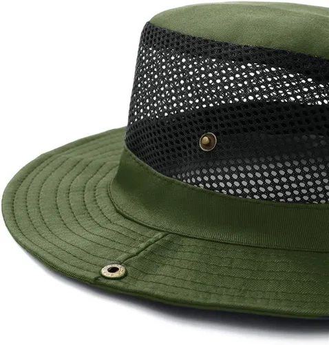 Sombrero de pesca de malla de 4.7 in de ala ancha para mujeres y hombres, sombrero de pescador plegable, UPF 50 para jardinería al aire libre,