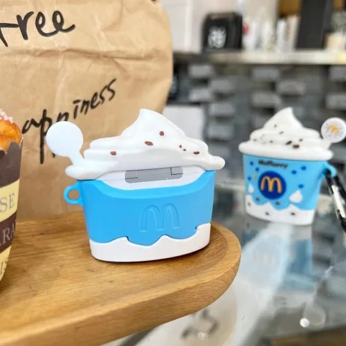 Funda para AirPod Pro 2, bonita y divertida taza de helado Kawaii a la moda para AirPods Pro de 2ª generación 2022 lanzado en 2022 (azul)