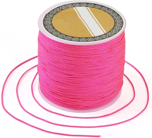 Miniatura 18 de Pandahall - Cordón de nailon para joyería de 109 yardas, cuerda de anudación china de hilo de macramé para joyería Kumihimo (vara dorada)