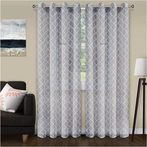 Miniatura 16 de Superior Cortinas de jacquard en cascada metálicas, detalles de ventana, sólidas, texturizadas, modernas, de transición, estilo tradicional