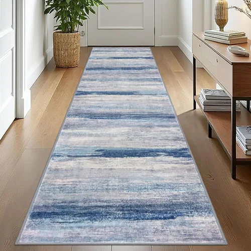 Miniatura 99 de KOZYFLY – Alfombra de pasillo moderna y lavable de diseño abstracto verde, 2 x 5 pies, antideslizante, suave y de pelo corto, ideal para cocina