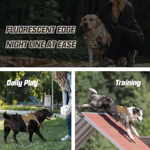 Miniatura 5 de Auroth - Arnés táctico para perros pequeños y medianos, sin tirones, arnés ajustable para mascotas, reflectante, K9, entrenamiento, trabajo, de army