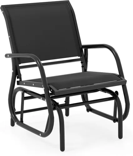 Giantex Silla columpio con marco de metal de estudio, cómoda silla de patio para jardín, porche, patio trasero, piscina, mecedora para césped al