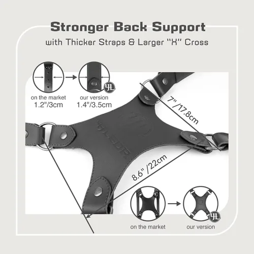 Miniatura 8 de Leather Dual Camera Harness Strap for Photographers,Adjustable Shoulder Crossbody Padded Harness for DSLR SLR Negro