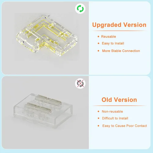 Miniatura 3 de MIWISE Kit de conectores de 8mm para tira de luces LED COB de 2 pines, 12 piezas de conectores sin espacio en forma de L/esquina, conectores