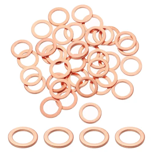 Miniatura 27 de uxcell 75 anillos de sellado de arandela plana M36 de cobre, 1.417 in ID 1.654 in OD 0.059 in de grosor, arandelas de trituración de cobre, junta