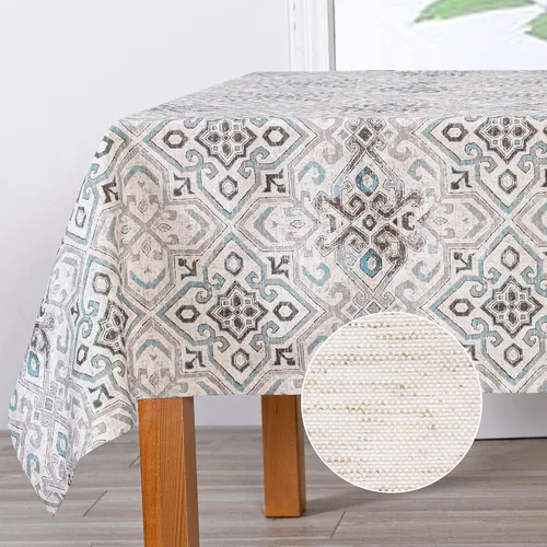 Miniatura 20 de MYSKY HOME - Mantel para mesa rectangular, impermeable, manteles de algodón suave para interior/exterior, mantel sin arrugas para mesa rectangular