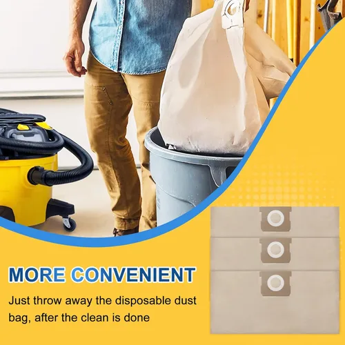 Miniatura 4 de KEEPOW Paquete de 6 bolsas para aspiradora Dewalt de 6 a 10 galones, compatibles con Dewalt DXV06P, DXV09P, DXV10P, DXV09PA, DXV10PL, DXV10S