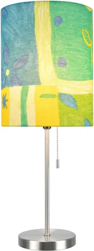 Miniatura 2 de Aspen Creative 40083-4 Juego de 1 lámpara de mesa con candelabro, diseño contemporáneo en níquel satinado, 8.0 x 8.0 x 19.5 pulgadas, azul, Amarillo