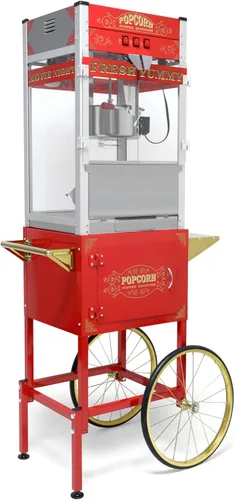Miniatura 14 de Máquina comercial de palomitas de maíz, 20 onzas con carrito y ruedas, máquina para hacer palomitas de maíz con hervidor de acero inoxidable