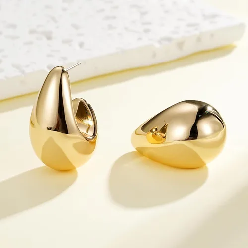 Miniatura 7 de Apsvo Aretes de aro gruesos de oro para mujer, aretes de aro gruesos de oro, aretes ligeros de lágrima