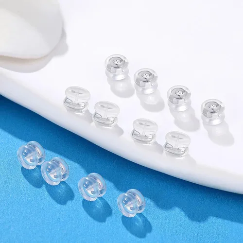 Miniatura 9 de Moconar - Parte trasera de aretes de silicona de oro de 18 quilates para tachuelas/orejas caídas, aretes pesados, no irritan, hipoalergénicos