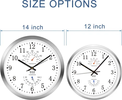 Miniatura 3 de HITO Reloj de pared silencioso de 14 pulgadas, funciona con pilas, reloj de pared grande para decoración de sala de estar, oficina, aula, dormitorio