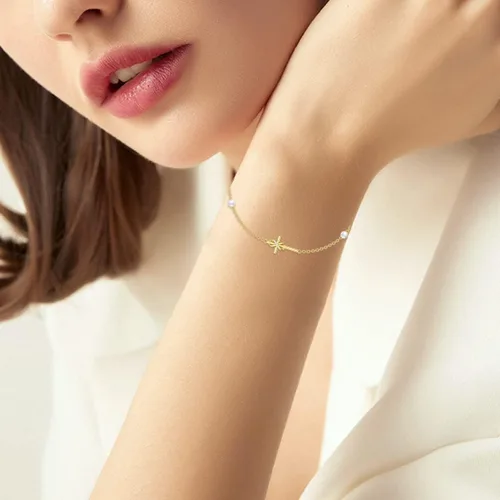 Miniatura 2 de Pulsera de oro de 14 quilates con dijes de oro real, joyería de Navidad, regalos para mujeres y niñas