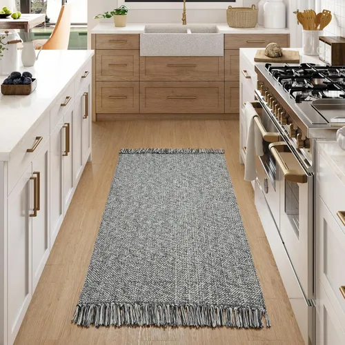 Miniatura 29 de Collive - Tapete de pasillo de cocina, 2 x 4.3 pies, tejido a mano, reversible, lavable, de algodón, color blanco/beige, para baño, pasillo