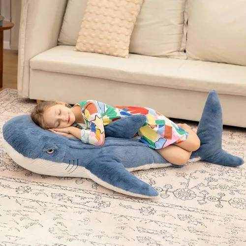 Miniatura 3 de Tezituor Peluche de tiburón ballena gigante de 51 pulgadas, almohada corporal grande de peluche de tiburón ballena azul de 4.3 pies para niñas