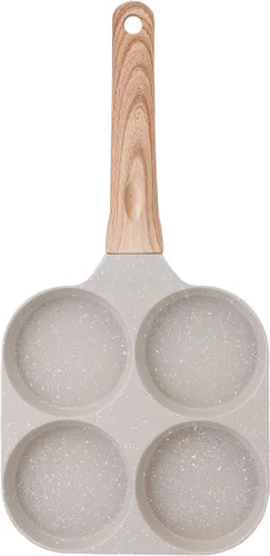 Miniatura 8 de Sartén para huevos fritos de cuatro compartimentos, sartén antiadherente de piedra médica para el desayuno, sartenes divididas para tortilla