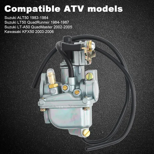 Miniatura 5 de Carburador LT50 y caja de filtro de aire y válvula de combustible Petcock con bujía para Suzuki ATV Quadmaster 50 LT-A50 2002-2005, ALT50 1983-1984