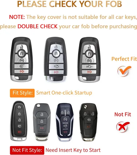 Miniatura 2 de OFFCURVE Funda para llavero de coche compatible con Ford E-Keychain, Dorado Rosa, Moderno