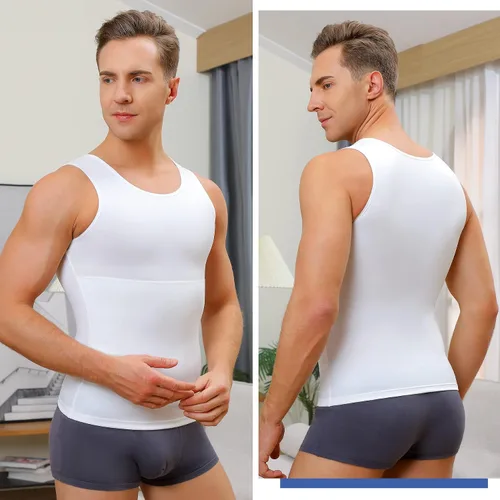 Miniatura 7 de Camiseta de compresión para hombre, adelgaza y moldea el cuerpo - chaleco de entrenamiento, camiseta de tirantes, para marcar abdominales, camisetas