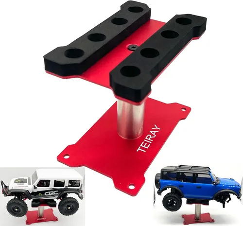 Miniatura 8 de Soporte de trabajo para automóvil a control remoto, estación de trabajo de reparación de aluminio de 360 grados de altura de rotación para 1/16 1/18