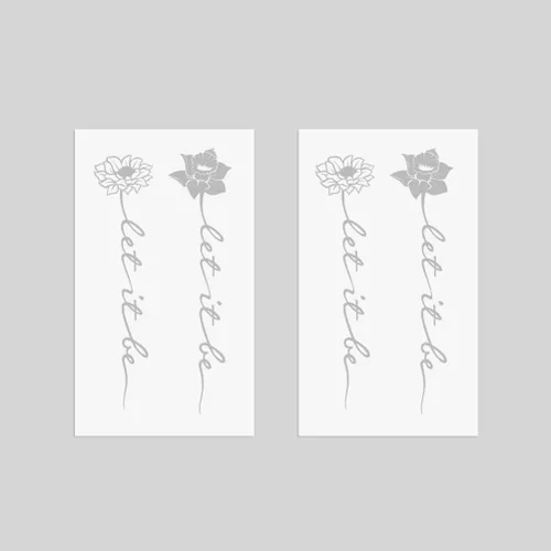 Miniatura 7 de Tatuaje temporal semipermanente para adultos, 2 hojas de palabras de flores, citas Let It Be pequeño, pequeño cuello de mano, calcomanías falsas
