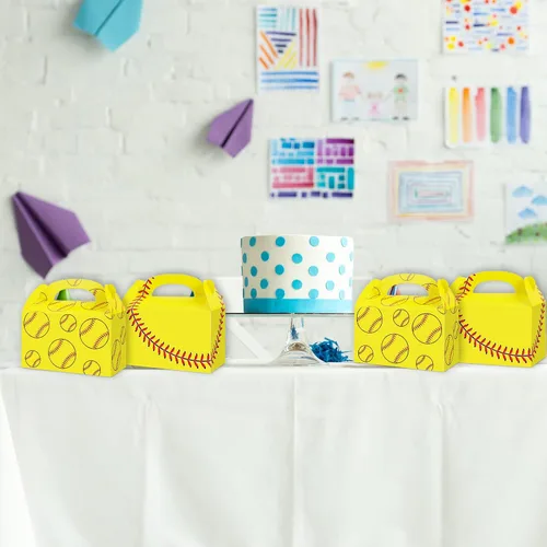 Miniatura 5 de gisgfim 12 cajas de regalo de fiesta de sóftbol, caja de regalos de caramelo de sóftbol para temática de sóftbol, cumpleaños, baby shower, fiesta