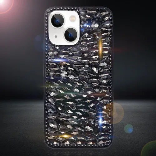 Miniatura 3 de Funda de lujo con pedrería para iPhone 15, funda de teléfono con purpurina 3D brillante y diamantes, color negro