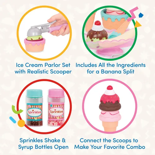 Miniatura 3 de Battat – Play Circle – Comida de Juguete – Conjunto de Helados – Accesorios de Cocina para Niños – Juego de Simulación – Heladería Sweet Treats – 3+