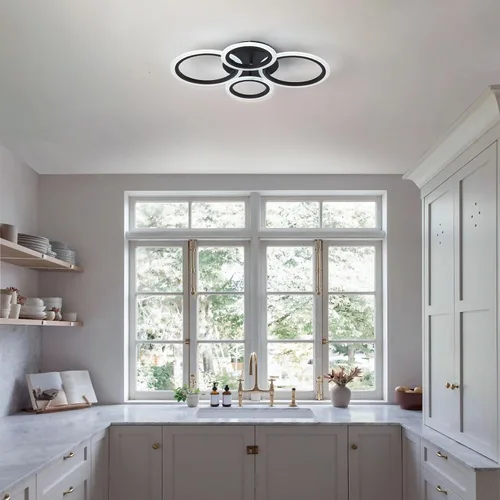 Miniatura 6 de Moderna lámpara LED de techo de 22 pulgadas, 36 W, 3000 lúmenes, 3000 – 6500 K, regulable con control remoto, lámpara de techo empotrada para Negro