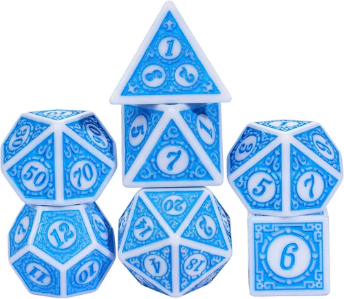 Miniatura 22 de 5 juegos de dados DND, juego de dados poliédricos (35 piezas) con bolsa de troquel de cuero, juego de troqueles D&D para juegos de mesa RPG