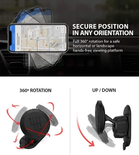 Miniatura 5 de Ringke Soporte magnético para teléfono con patrón de fibra de carbono, cerradura giratoria, imán de neodimio potente universal con rotación de 360°