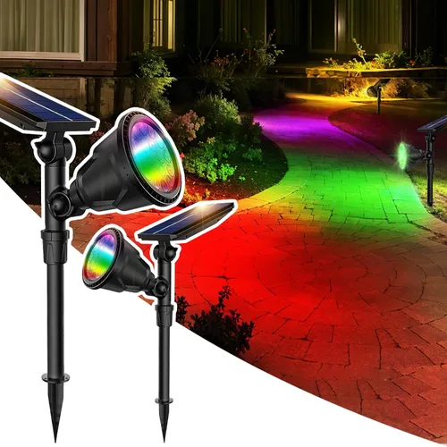 Miniatura 9 de JSOT Focos solares de 600 lúmenes al aire libre para jardín, IP65, impermeables, iluminación de paisaje para pasarela, pared, jardín, patio, camino